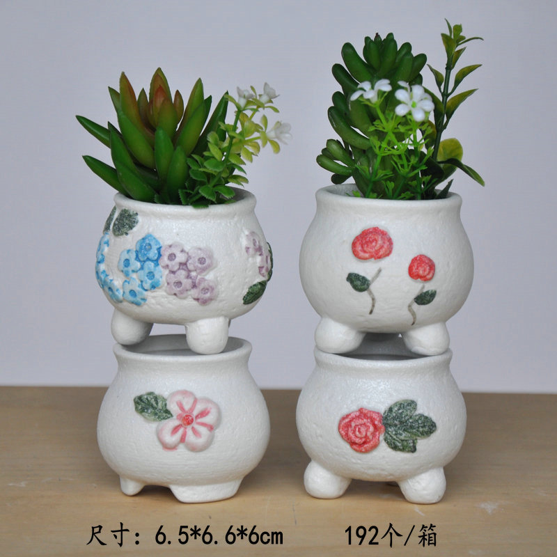 直销陶瓷雪花釉花盆迷你多肉植物花盆家居园艺绿化指拇花盆QT422