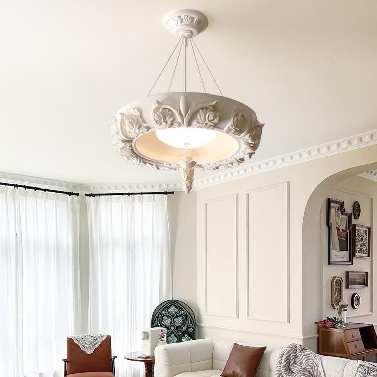 003法式石客厅吊灯设计师复古别卧墅室膏餐厅油奶灯家居