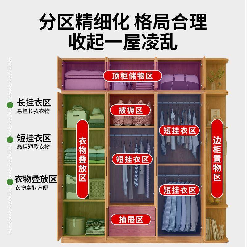 实木木衣柜用卧室原木全松实XWO木免安装家出租房用儿童收纳柜子