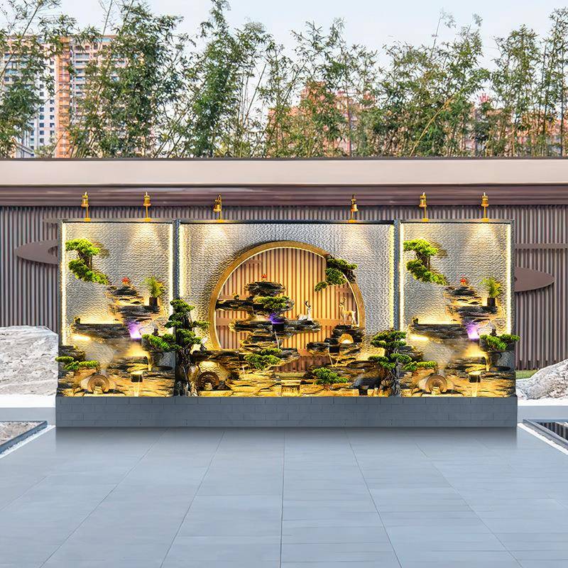 大型水墙流屏风新中进门玄关水流水式TZH摆件别墅庭院户外喷泉幕