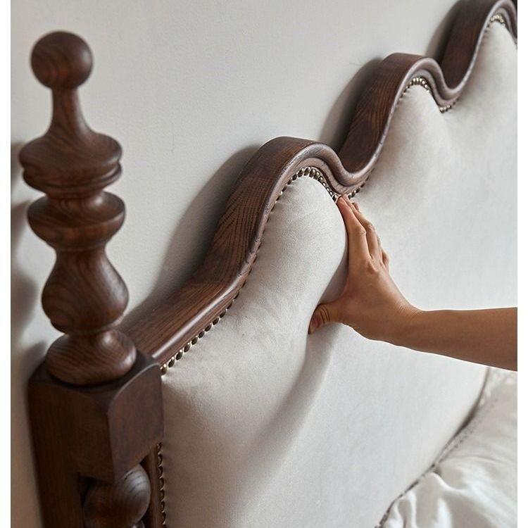 法式木复古实床白蜡木主中古双5027人床1.8米1.5米卧具家美式软包