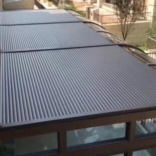 遮阳天幕铝合阳金阳天幕阳光房遮棚遥电动卷帘遮雨隔热伸缩控遮帘