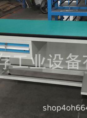 电脑作台绿色防静电重型工作桌JCFB-FH1管带抽吊柜屉办公桌操方焊