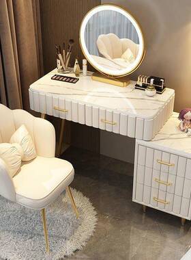 轻奢大13481理现石卧款室梳妆台红奶油风代简约桌子出租网屋化妆桌橙色