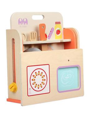 新款木制橙色折416小叠灶宝宝过家家仿真台做饭益智师小厨玩具体