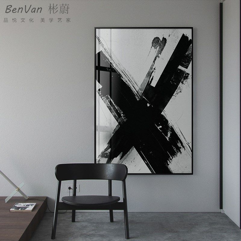 装饰26字母组合抽象艺术玄关客厅现代沙发背景墙英文极简黑白定做