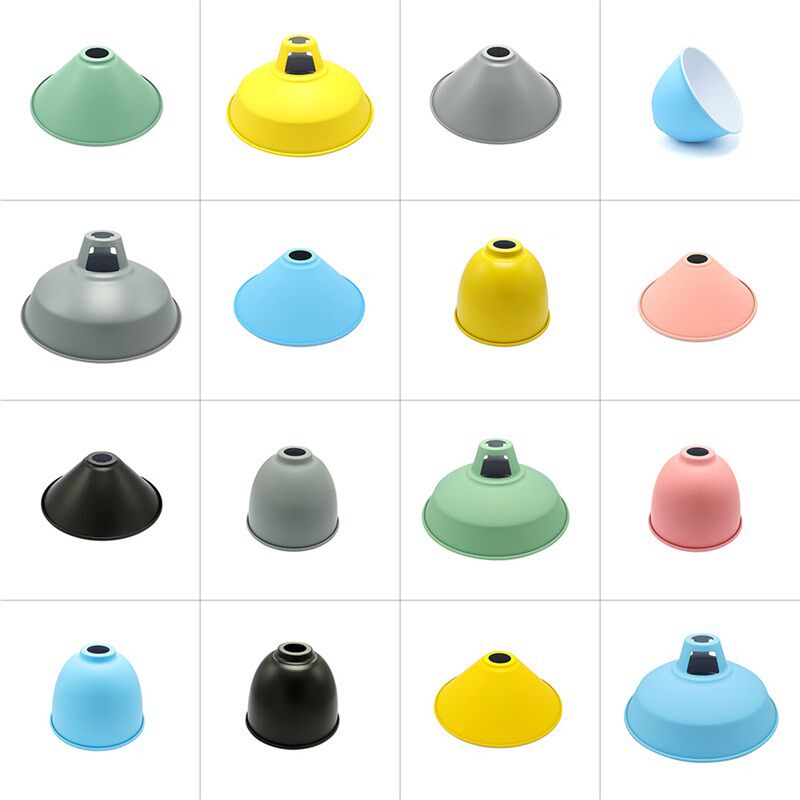 铁艺灯罩灯壳黑色彩色E27铁皮个性创意餐厅书房台灯吊灯替换罩DIY