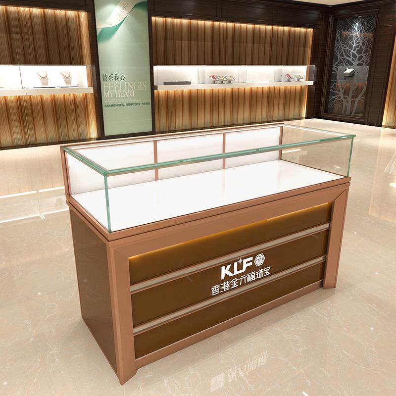新款展示柜台钢化玻璃珠宝展示柜首饰陈列柜珠宝柜台LED灯