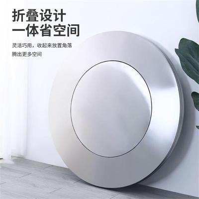 304不锈钢桌子可折叠内置转盘特厚圆桌圆形折叠桌连体家用吃饭桌