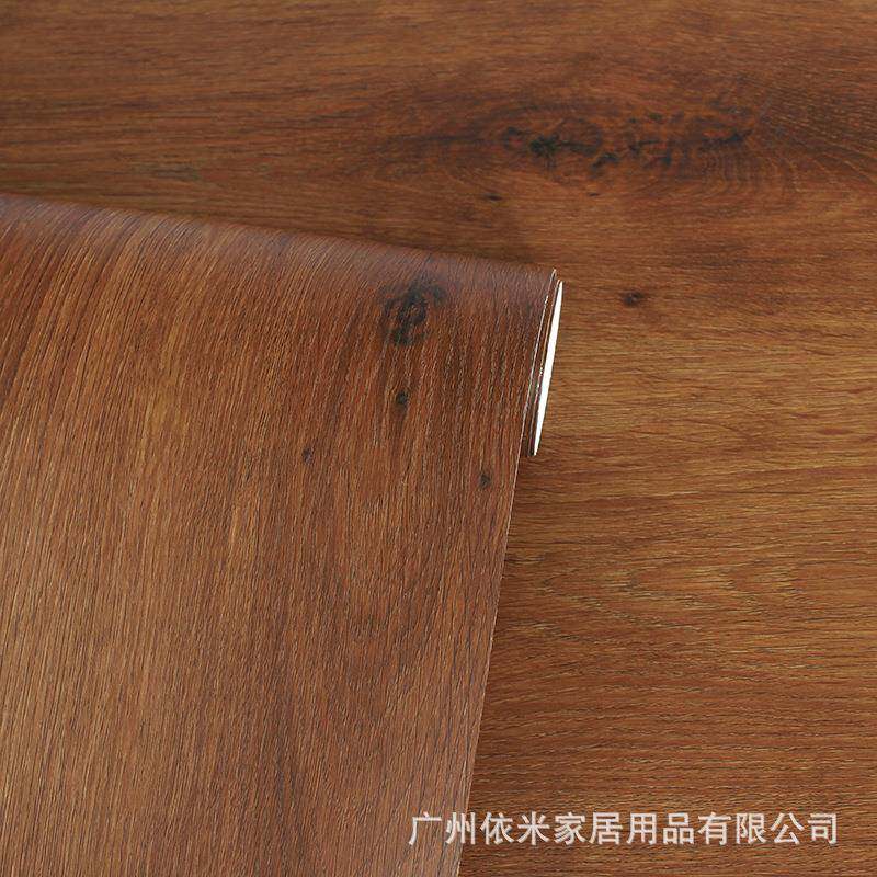 韩版棕色木纹贴纸防水壁纸自粘pvc墙纸家具柜子桌面翻新装饰中式