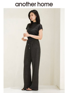 another home垂感糯米裤女秋冬2025新款宽松软糯休闲加绒直筒裤