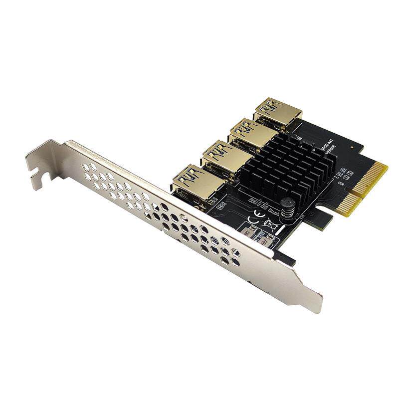 PCI-E转接卡一转四1转4PCI-EX4转PCI-EX16显卡延长线一拖四扩展卡