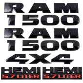 适用新款 道奇RAM1500HEMI5.7liter车标排量标改装 贴标4件套