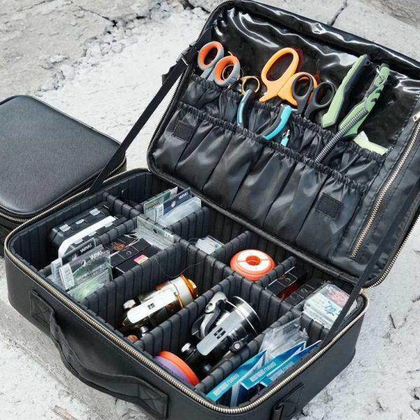 PU皮渔具线组收纳手提多功能防水钓鱼工具箱配件盒鱼钩鱼线整理箱