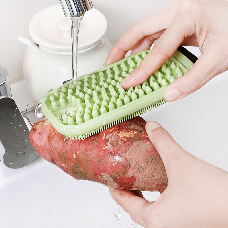 IVSO洗刮一体果蔬清洁刷去皮刷厨房家用洗碗刷锅可弯曲硅胶清洗刷