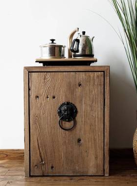 古朴小实木茶水柜约现代原木餐边置物新台66800架中式家具老榆木
