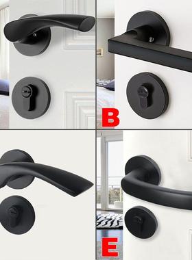 磨ASU砂黑色72静55音吸光黑门锁室内卧磁室房门锁分体哑执手木门