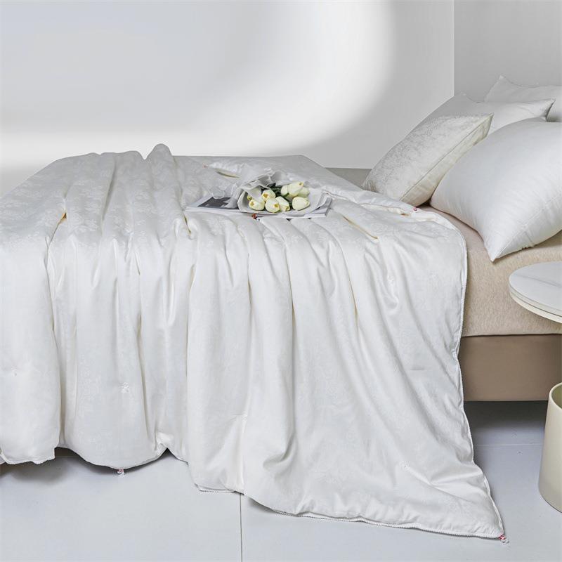 长绒100纯棉蚕丝被全贡缎柞蚕棉丝被手芯73756工棉提花蚕丝子母被