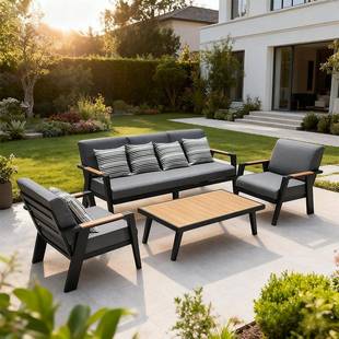 户外沙发铝合塑木花园泳别墅金池防水防生锈庭院椅酒85949店民宿