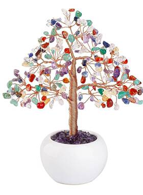 玫金七头颗石石HZA头碎石绕线22瑰树干白色陶枝瓷圆碗底座小树摆