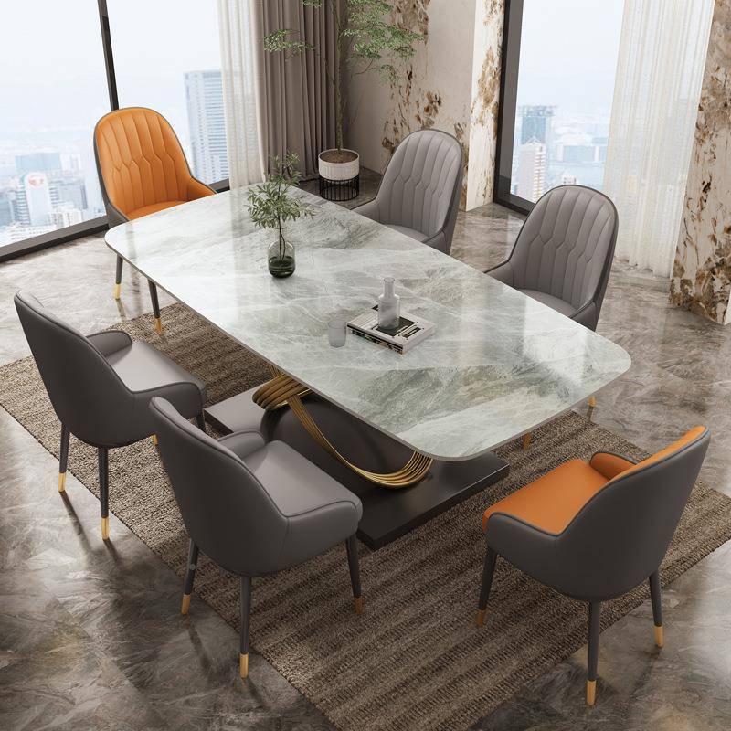 意式极简岩板餐型桌轻奢长桌小方DVT形家用饭子户现代简约餐桌椅