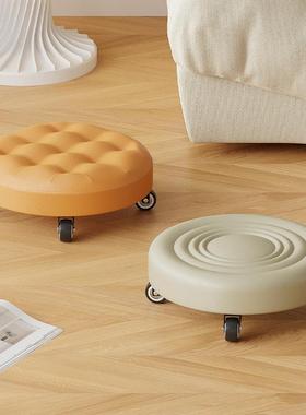 轮万向轮小凳子家用儿童凳学步滚圆凳滑轮动矮成移人软包AED地凳