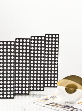 现代板简约黑色折叠镂空属网片屏风摆件样房FYM售金楼软装饰处品