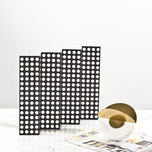 现代板简约黑色折叠镂空属网片屏风摆件样房FYM售金楼软装饰处品