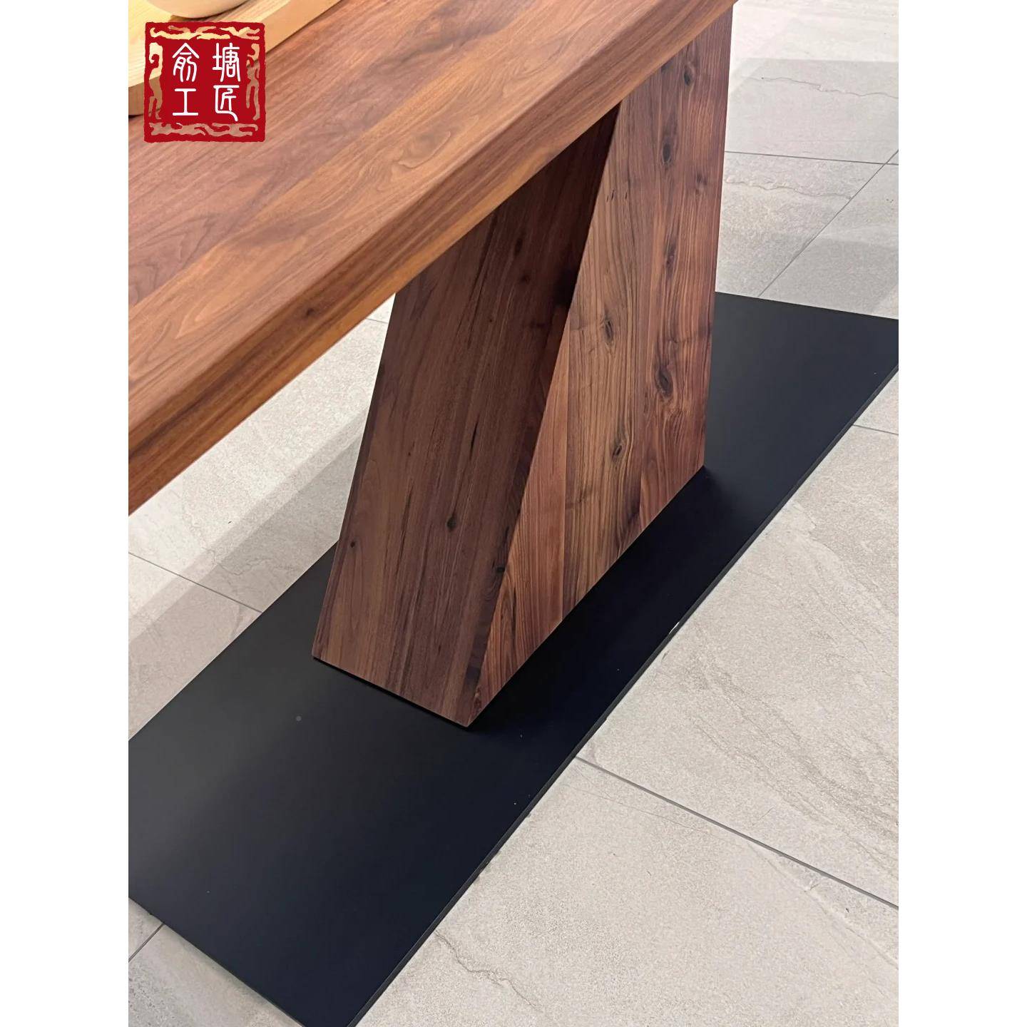 f台c新中北美黑胡QCB桃木式木大餐桌茶桌办公桌简约设计感会议桌