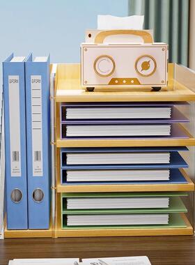 桌架面收纳架办公桌置架工位多UTQ理层整子文件办物公用品分层放