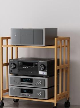 功放支机架层音响架放多置架实木可移61273动置物架架带轮音箱脚