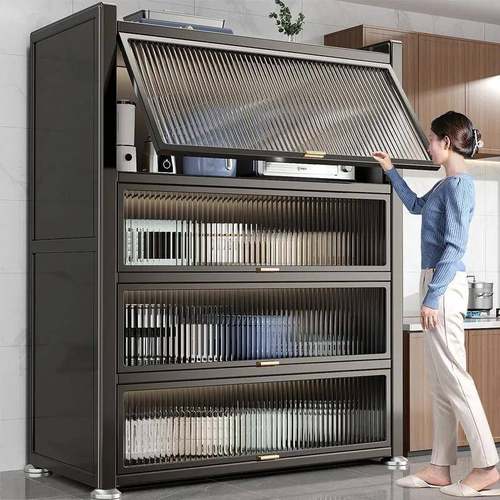 加厚厨多房置物架落地层橱家边用微柜波炉碗柜餐柜楼道储物柜DRL