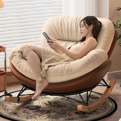 ?蛋CLJ壳摇摇椅晒太懒家用可躺阳可睡布沙发休闲摇椅艺阳台人躺椅