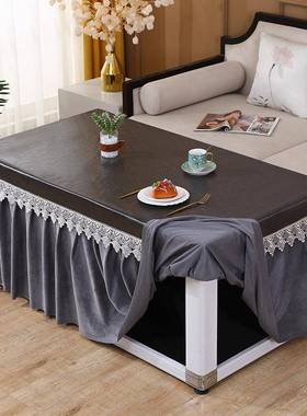 套罩薄款烤火桌子四夏季防IBN水防油尘长方形茶几电炉布罩皮免洗