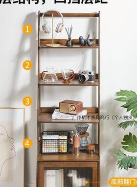 书地架落置物架家用柜靠墙柜子收书HVZ纳柜客厅办桌杂志架实木简