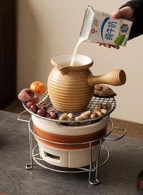 式围JPT炉煮茶家用室内中茶馆碳陶罐侧把茶煮壶火网红罐罐茶煮茶