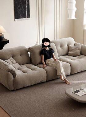 云朵奶油风发新28569款可动靠背沙宽坐深高靠背超雪尼尔布艺沙移