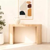 代简约天然洞石现入LXW户玄关墙台靠玄关桌置物走廊过道超窄条案