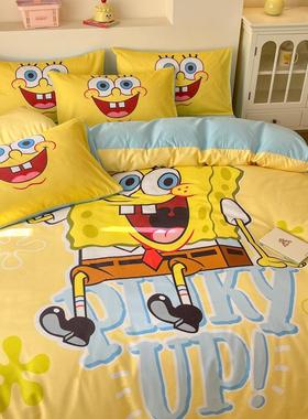 绵宝全棉床宝上四件海套纯棉件男孩卡通床单被套儿KPA童宿舍三套
