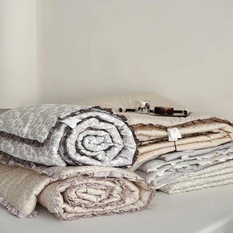 韩天小碎花莱赛尔丝洗棉大豆式纤维被双人JIK春秋被可机花边保暖