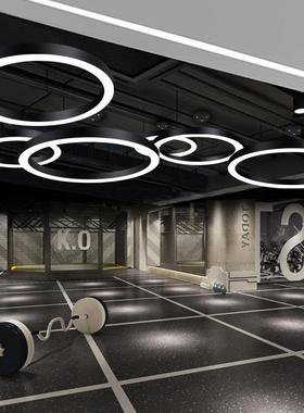 led圆环身形办公室吊灯商场超形HEV工市网咖健房业风吊线拼接造灯