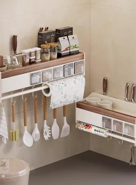 美德厨房置物架壁挂调料瓶调收味料瓶子多功拉纳能免打孔实95168木架子