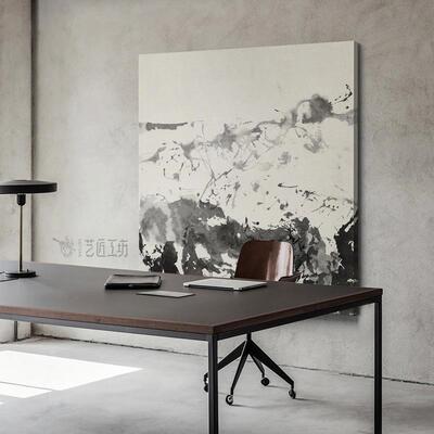 赵无极黑白水墨画抽象艺术画新中式装饰画书房茶室挂画