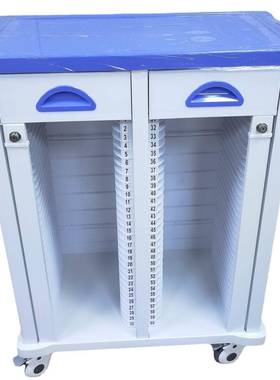 ABS病历车不锈钢病历车文件柜病例夹车蓝色双排50人份25-30-60格
