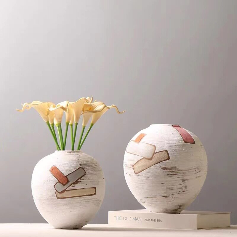新中式陶瓷博古架花瓶现代简约圆形版房桌面饰品创意客厅插花花器