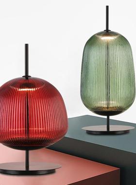 北欧装饰玻璃台灯设计师Matt简约客厅轻奢红绿色书桌房卧室床头灯