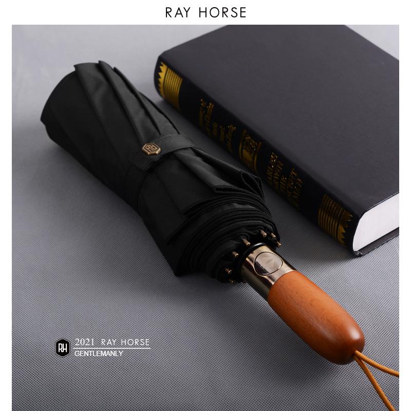 RAYHORSE全自动折叠伞大号双人伞晴雨两用双层十骨雨伞logo