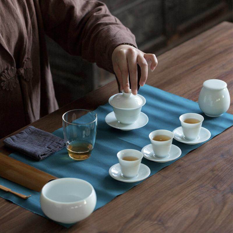 旅行茶具便携收纳茶具茶艺师培训茶具套装青白瓷茶具商务包车载