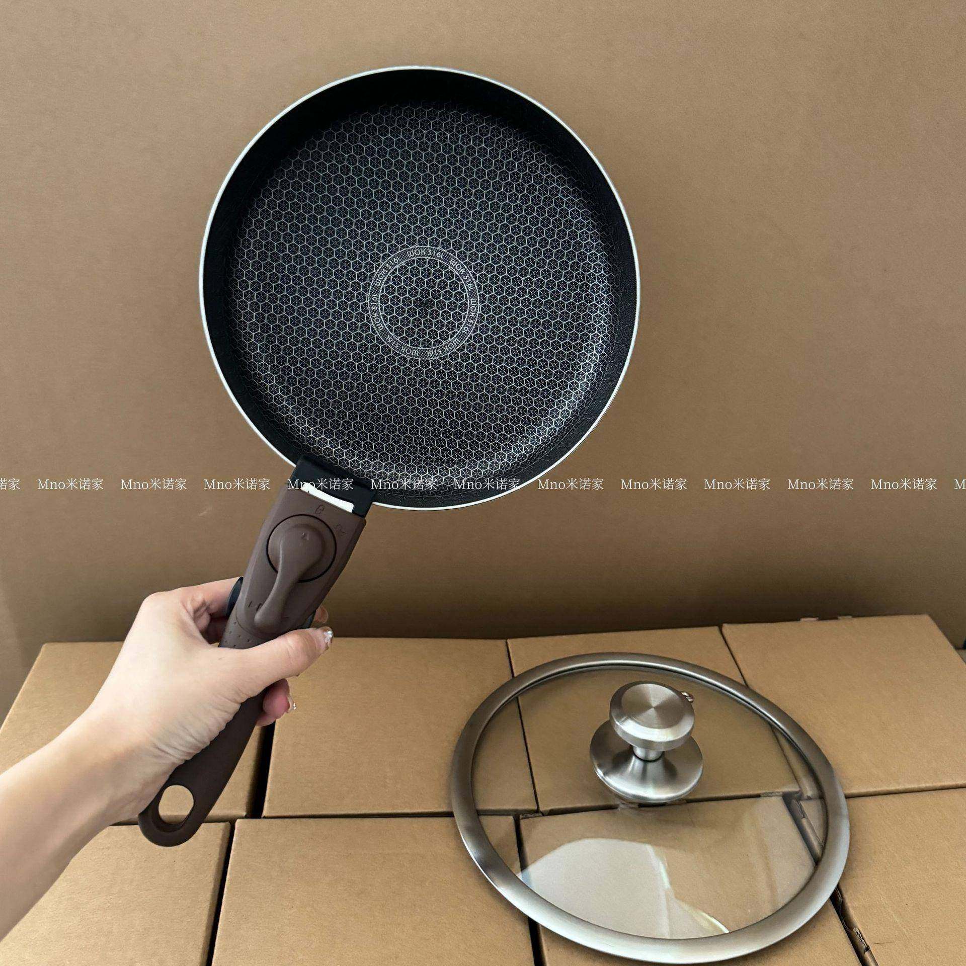 米诺家316钢户外煎锅不粘锅可折叠平底锅锅露营炒菜锅带盖可拆卸