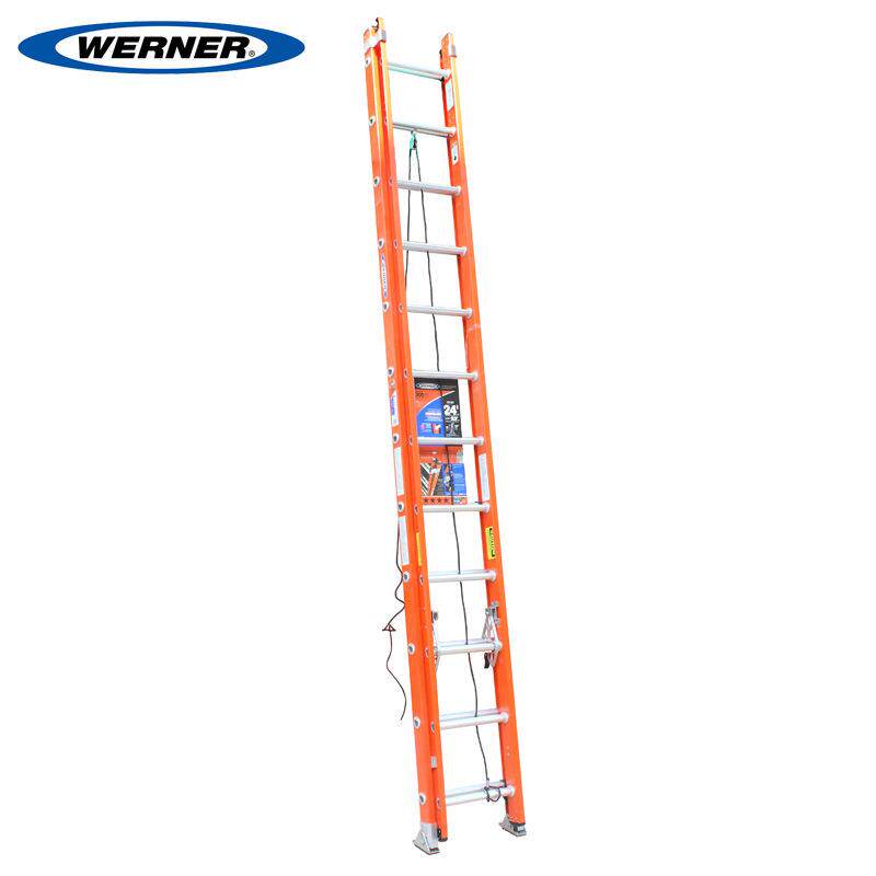 WERNER/稳耐玻璃钢全绝缘工程2节D形踏棍延伸梯系列伸缩梯D6220-2